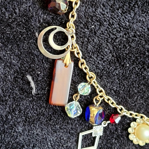 Gold Charm Necklace with mixed drop charms - Picture 4 of 4